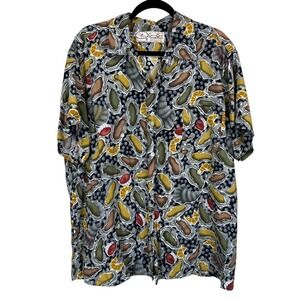 BayouWear New Orleans Jazz Fest Button Up Novelty Print Shirt‎ Mens Size XL